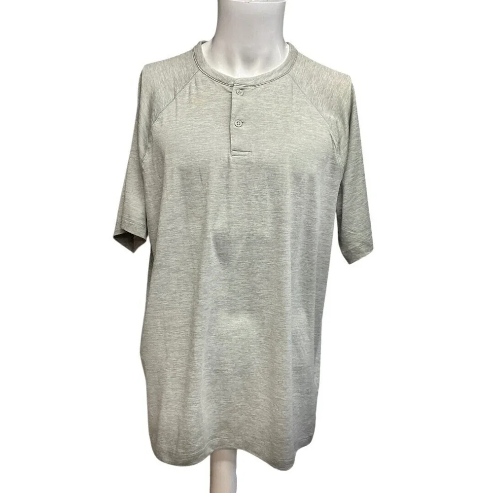 J. Crew Men's Performance Henley T-Shirt Short Sleeve Green  Gray Size XL‎